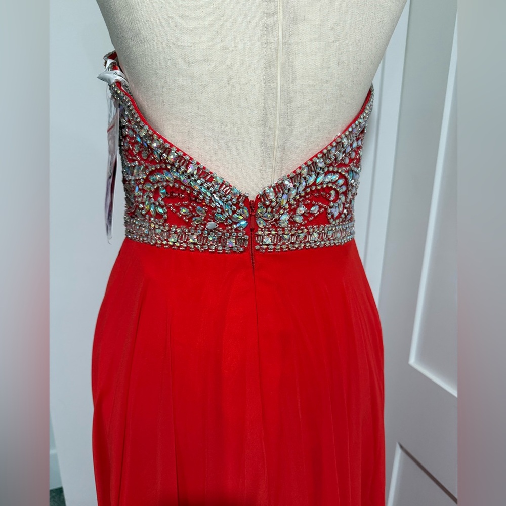 NWT Tiffany Designs red strapless prom dress - Picture 5 of 16